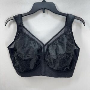 Playtex Size 38DDD Bra 18 Hour Ultimate Shoulder Comfort Wireless Black #4693